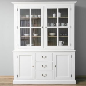 2-door sideboard, 3 BAS drawers + 2 SUP glass doors – Rusztikus tömörfa fiókos komód