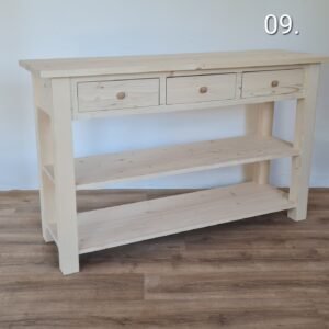 C. Raktáron Konzolasztal 145x45x89cm - új készítésű