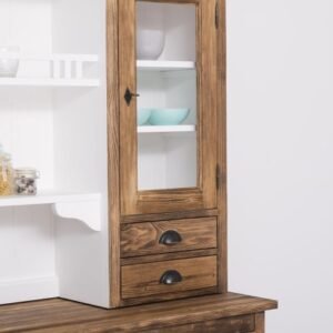 4-door sideboard, 4 drawers + 2 glass doors BAS, 4 drawers, open space SUP – Rusztikus tömörfa fiókos komód