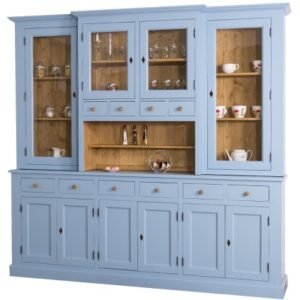 6-door sideboard, 6 BAS drawers + 4 glass doors, 4 drawers, 1 SUP shelf – Rusztikus tömörfa fiókos komód