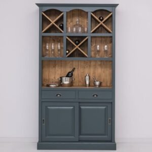 Bar furniture with bottle holder – Rusztikus tömörfa konyhasziget és bárpult