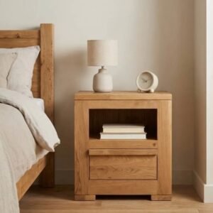 Bedside table with 1 drawers Wild Oak with Soft-Close drawer – Rusztikus tömörfa ágykeret