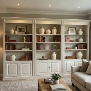 Bookcase with Lower Cabinet Storage – Rusztikus tömörfa könyvesszekrény