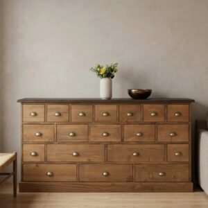 Chest of 19 drawers, top oak – Rusztikus tömörfa fiókos komód