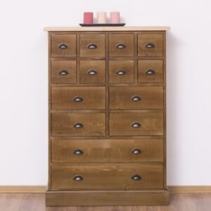 Chest with 14 drawers, oak top – Rusztikus tömörfa fiókos komód