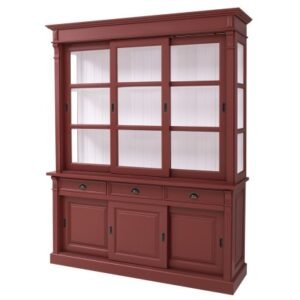 Display cabinet, 6 sliding doors, 3 drawers, BAS + SUP – Rusztikus tömörfa fiókos komód