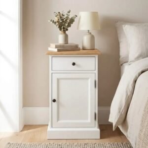Nightstand with 1 door and 1 drawer, oak top – Rusztikus tömörfa éjjeliszekrény